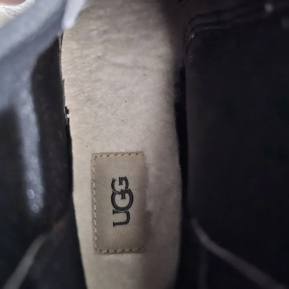 UGG Women's Brisbane Chelsea‎ Platform Black Leather Boots Size 9